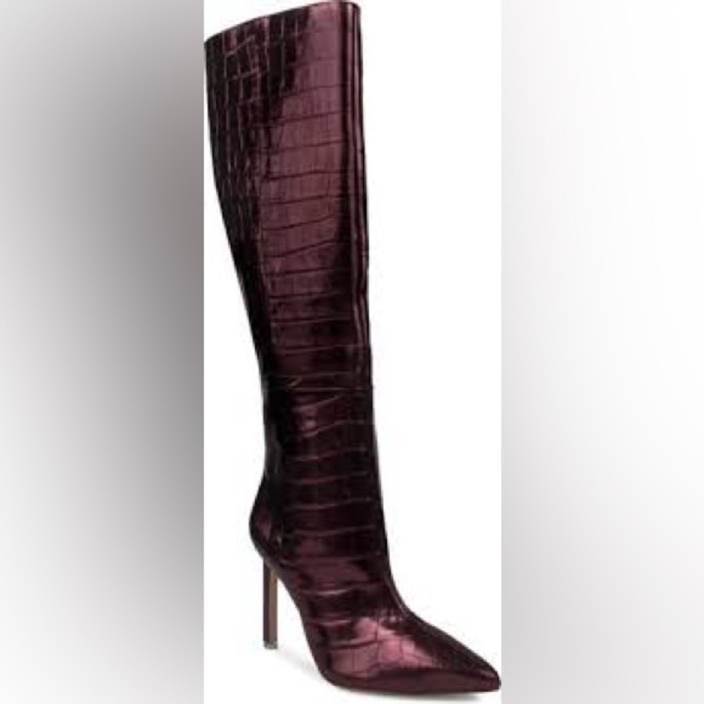 NWT Black Suede Studio (sold at Nordstrom) Taylor Croc embossed boots